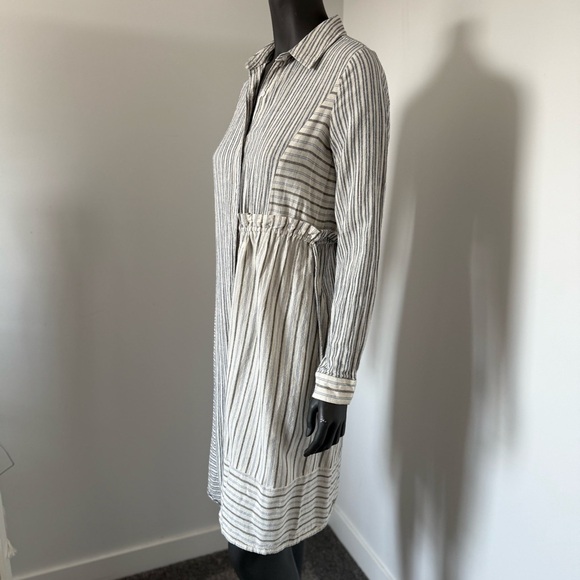 🌿 Mystree Striped Cotton Linen Shirt Dress | Size S - Picture 2 of 6